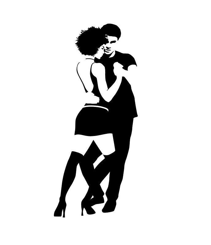 Image of Latin dancing couple in silhouette